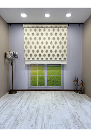 Gold Kahve Damask Desenli Çift Mekanizmalı Tül ve Stor Perde - Simli Kumaş, Simli Stor Perde