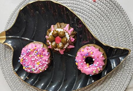 Donut 3 li Set Çikolata kokulu Mum