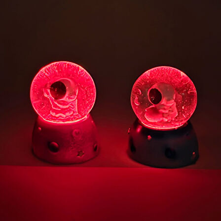 Işıklı Mini Sevimli Astronot Kar Küresi