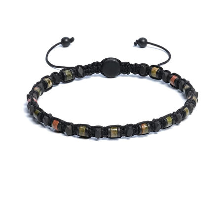 Unakit, Hematit Bileklik - Iden Black Green Bileklik - Tasarım Bileklik 4 mm Ayarlanabilir