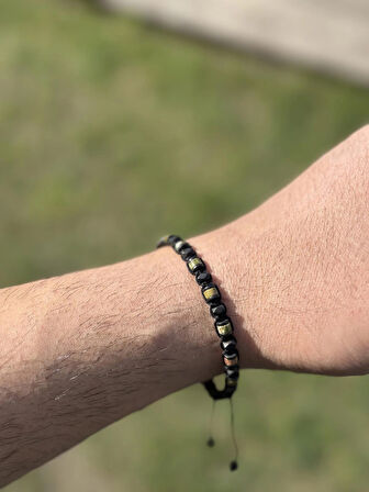 Unakit, Hematit Bileklik - Iden Black Green Bileklik - Tasarım Bileklik 4 mm Ayarlanabilir