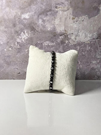 Hematit Bileklik - Iden Black Silver Bileklik - Tasarım Bileklik 4mm Ayarlanabilir