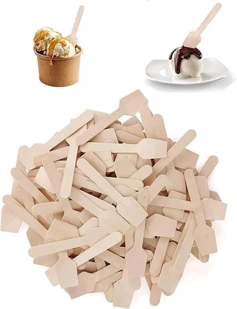 Şeylişeyler - Ahşap Dondurma Ve Tatlı Kaşığı 100'Lü 5 Paket