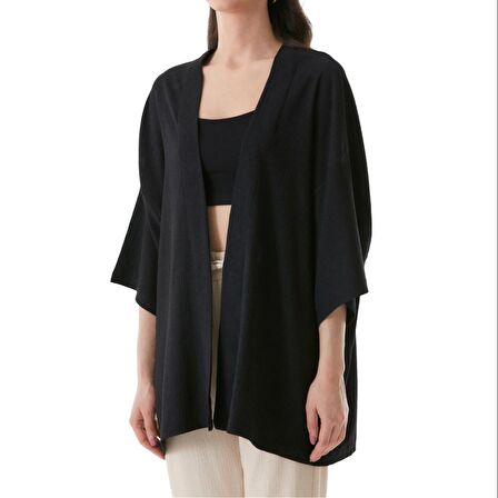Dantel Basic Bürümcük Kumaş Şal Yaka Kimono