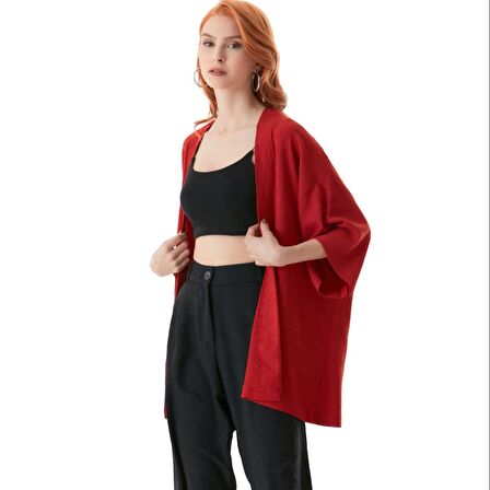 Dantel Basic Bürümcük Kumaş Şal Yaka Kimono
