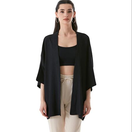 Dantel Basic Bürümcük Kumaş Şal Yaka Kimono