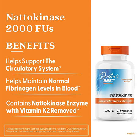 Doctor's Best Nattokinase Gut Health 2,000 FUs 270 Veggie Caps