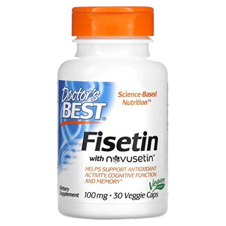 Doctor's Best Fisetin antioksidan with Novusetin 100 mg 30 Veggie Caps (Gençleşme)