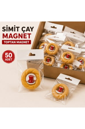 Simit Çay Magnet 50’li Toptan Paket – 3D Baskı Dekoratif Magnet