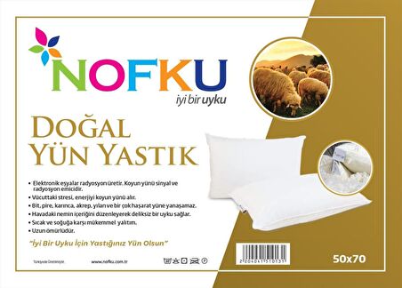 Nofku Doğal Yün Yastık Boncuk 50*70