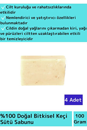 Doğal Keçi Sütü Sabunu Özel Üretim Tüm Cilt Tipleri İçin Uygun 4 Adet 100gr