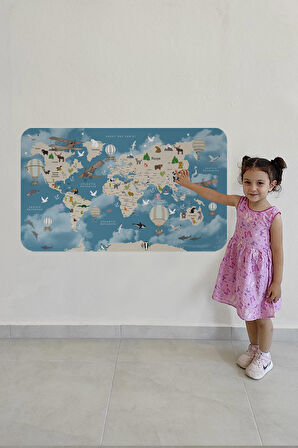 Eğitici Dünya Haritası Dünya Atlası Çocuk Ve Bebek Odası Duvar Sticker 3827