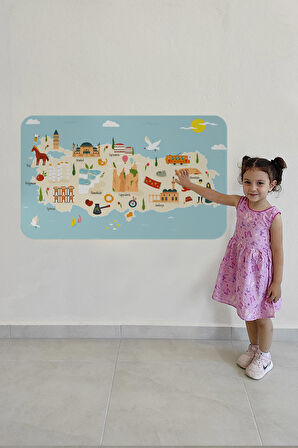 Eğitici ve Öğretici Dekoratif Çocuk Odası Türkiye Haritası Duvar Sticker 3879