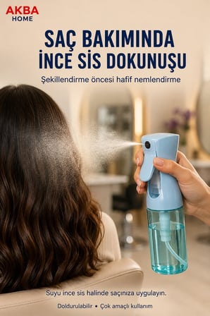 AKBA HOME Doldurulabilir İnce Sis Sprey Şişesi Saç Makyaj Evcil Hayvan ve Ev Bakımı İçin Püskürtücü