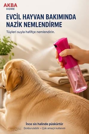AKBA HOME Doldurulabilir İnce Sis Sprey Şişesi Saç Makyaj Evcil Hayvan ve Ev Bakımı İçin Püskürtücü