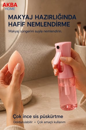 AKBA HOME Doldurulabilir İnce Sis Sprey Şişesi Saç Makyaj Evcil Hayvan ve Ev Bakımı İçin Püskürtücü