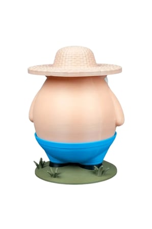 Domuz Kumbara - Şapkalı Çiftçi Tasarım Kumbara 18 cm - Öne Eğilip Para Alan  - 3D Baskı
