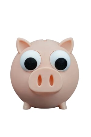 Sevimli Domuz Kumbara - Büyük Gözlü Kumbara 8 cm - Çocuk Odası Masaüstü Dekorasyon - 3D Baskı