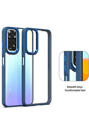 Xiaomi Redmi Note 11 Uyumlu Dayanıklı Kaymaz Kenarları Renkli Şeffaf Silikon Kılıf