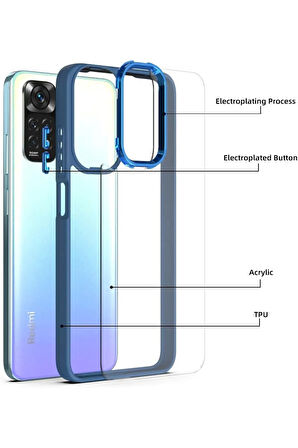 Xiaomi Redmi Note 11 Uyumlu Dayanıklı Kaymaz Kenarları Renkli Şeffaf Silikon Kılıf