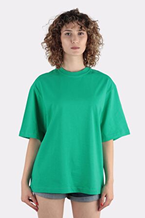 Kadın Oversize Bisiklet Yaka T-shirt