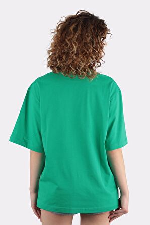 Kadın Oversize Bisiklet Yaka T-shirt