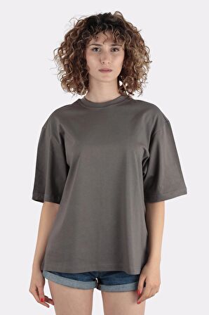 Kadın Oversize Bisiklet Yaka T-shirt