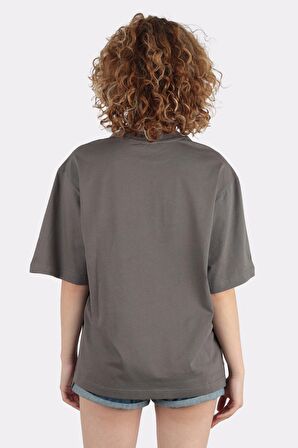 Kadın Oversize Bisiklet Yaka T-shirt