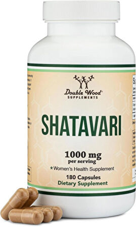 Double Wood Organic Shatavari Asparagus Caps 1,000mg 180 Caps Hormone Balance and Prolactin