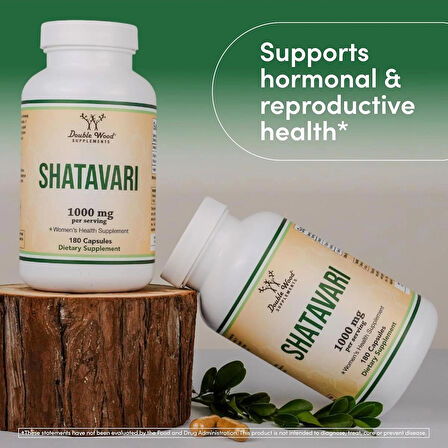Double Wood Organic Shatavari Asparagus Caps 1,000mg 180 Caps Hormone Balance and Prolactin