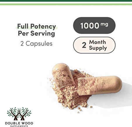 Double Wood Turkey Tail Mushroom (Coriolus Versicolor) Comprehensive Immune System Support 120 Caps