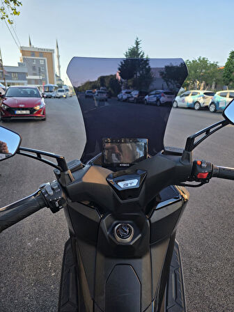 MOTOCAM Kymco Downtown GT 350 Siperlik Ön Cam 2025 Model 62cm Siyah Renkli 4mm