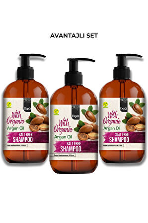 Doxa Tuzsuz Şampuan 500 ml – Organik Argan Yağlı, Boyalı Saçlara Özel Renk Koruyucu Bakım 3lü Set