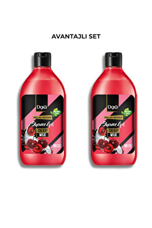 DOXA Kiraz & Süt Özlü Duş Jeli – 400 ml 2li Set