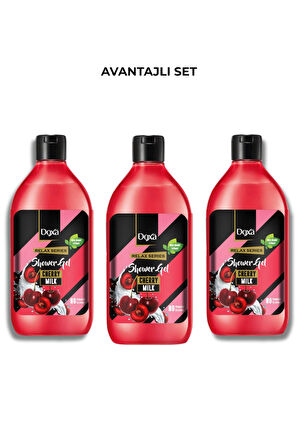 DOXA Kiraz & Süt Özlü Duş Jeli – 400 ml 3lü Set