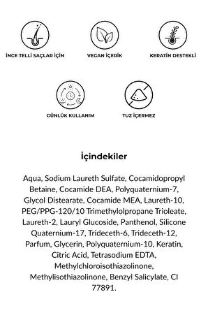 Doxa Organik Keratin Özlü Tuzsuz Şampuan - Yağ Dengeleyici ve Arındırıcı (Salt Free Shampoo - 500 ml) 