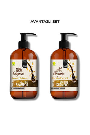 Doxa Organik Keratin Özlü Tuzsuz Şampuan - Yağ Dengeleyici ve Arındırıcı (Salt Free Shampoo - 500 ml) 2li Set
