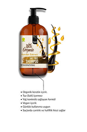 Doxa Organik Keratin Özlü Tuzsuz Şampuan - Yağ Dengeleyici ve Arındırıcı (Salt Free Shampoo - 500 ml) 3lü Set