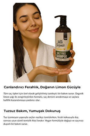 Doxa Tuzsuz Şampuan 500 ml – Organik Limon Yağlı, Tüm Saç Tiplerine Uygun Canlandırıcı Bakım