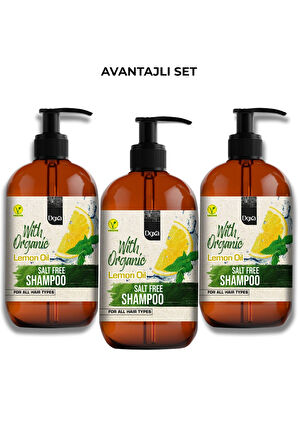 Doxa Tuzsuz Şampuan 500 ml – Organik Limon Yağlı, Tüm Saç Tiplerine Uygun Canlandırıcı Bakım 3lü Set
