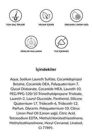 Doxa Tuzsuz Şampuan 500 ml – Organik Limon Yağlı, Tüm Saç Tiplerine Uygun Canlandırıcı Bakım 3lü Set