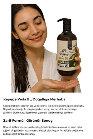 Doxa Tuzsuz Şampuan 500 ml – Organik Zeytinyağlı, Kepeğe Karşı Etkili Bakım 2li Set