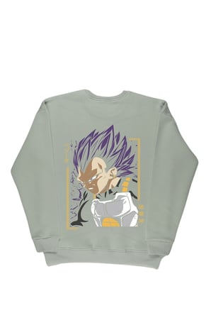 Lenithra Dragon Ball Vegeta Anime Sırt Baskılı Unisex Oversize Sweatshirt Gri / L