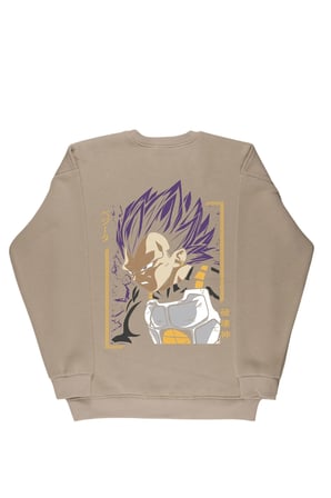 Lenithra Dragon Ball Vegeta Anime Sırt Baskılı Unisex Oversize Sweatshirt Bej / L