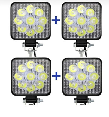 Point 4 Adet Çalışma Led Lambası Off Road Gündüz Farı Sis Kare 27w 9 Led