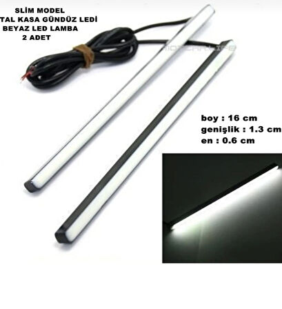 Point Gündüz Led İnce Model Slim Metal Kasa Beyaz Işık 21 Led Gündüz Ledi 16cmX1,3cmX0.6 Cm 2 Adet