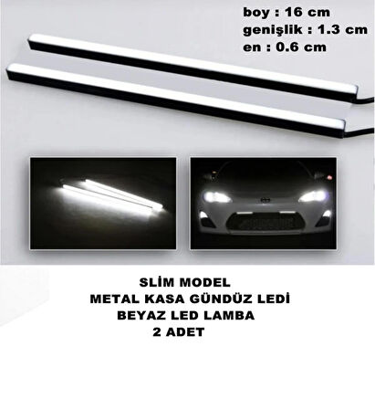 Point Gündüz Led İnce Model Slim Metal Kasa Beyaz Işık 21 Led Gündüz Ledi 16cmX1,3cmX0.6 Cm 2 Adet