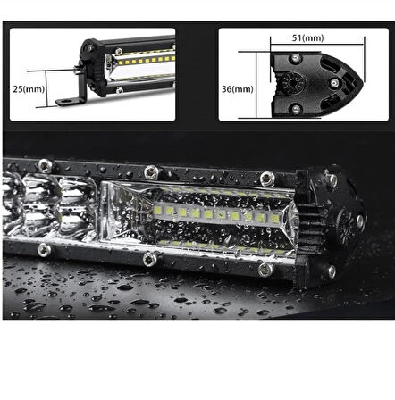 Point 300W 80 cm Çift Sıra 5 Modlu Turuncu Beyaz Off Road LED Bar