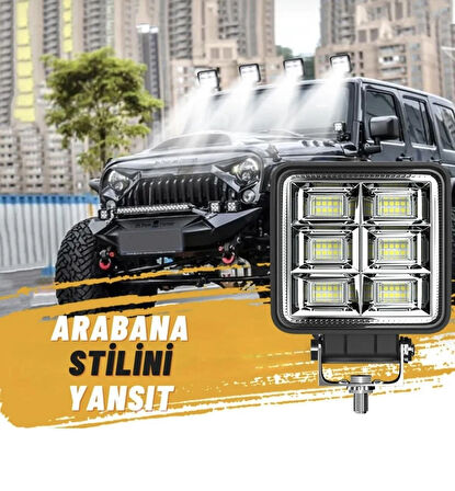 Point Off Road Geniş Açı 4 Inç 48 LED 144 Watt Iş Makinesi Kamyon Traktör Çalışma Sis Lambası