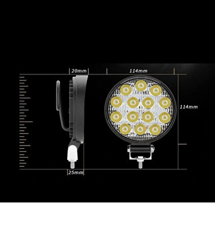 Point Off Road 14 LED 42 Watt Yuvarlak Traktör Tır Kamyon Tekne Sis Farı Projektör Çalışma Lambası
